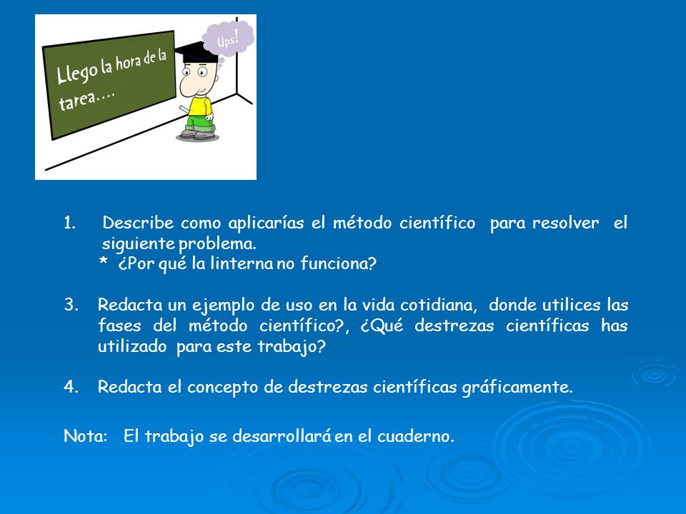 Describe como aplicarías el método científico para resolver el siguiente problema.