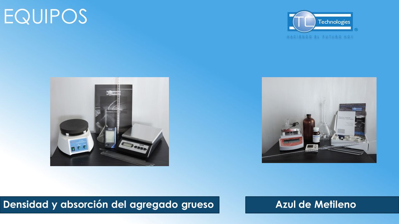 equipos Densidad y absorción del agregado grueso Azul de Metileno