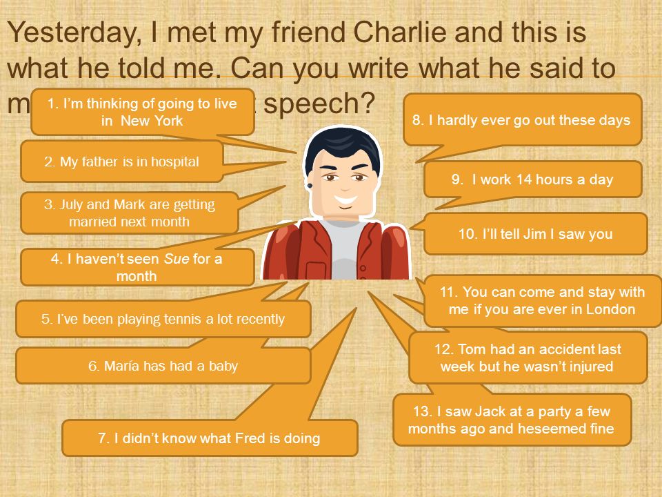 Yesterday, I met my friend Charlie and this is what he told me