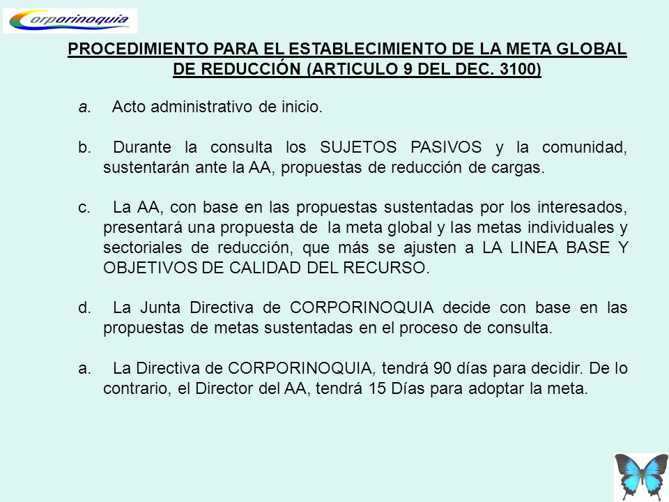 PROCEDIMIENTO PARA EL ESTABLECIMIENTO DE LA META GLOBAL DE REDUCCIÓN (ARTICULO 9 DEL DEC. 3100)