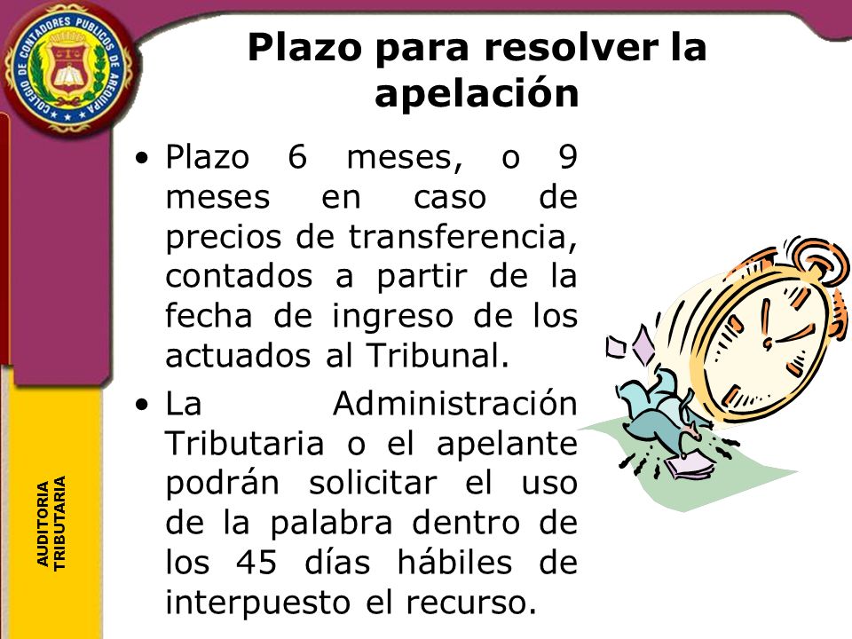 Plazo para resolver la apelación