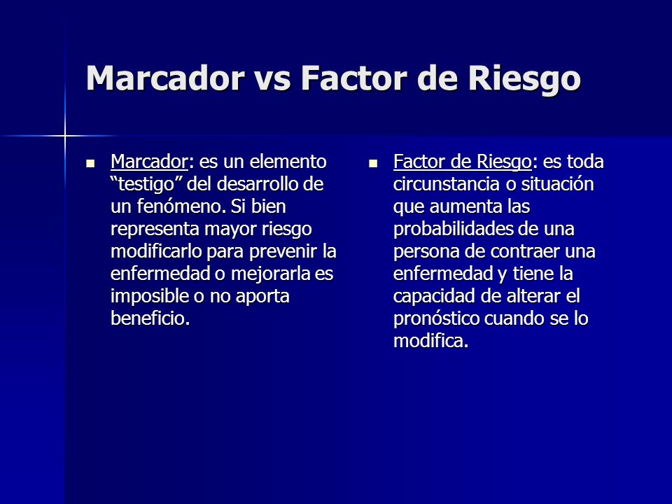 Marcador vs Factor de Riesgo