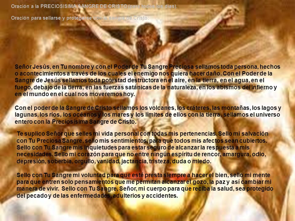 Oración a la PRECIOSISIMA SANGRE DE CRISTO (para todos los días)