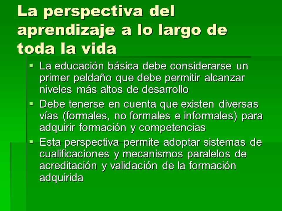 La perspectiva del aprendizaje a lo largo de toda la vida