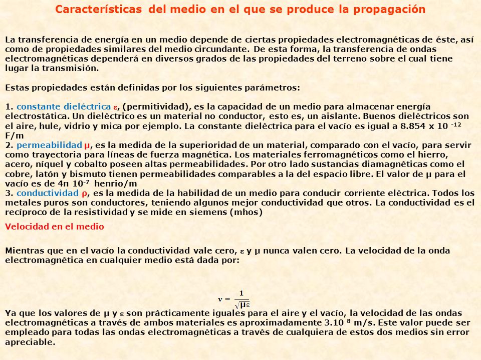 Características del medio en el que se produce la propagación