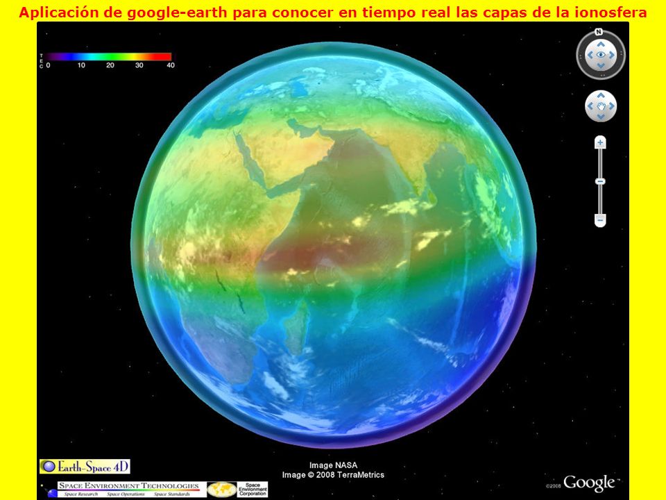 Aplicación de google-earth para conocer en tiempo real las capas de la ionosfera