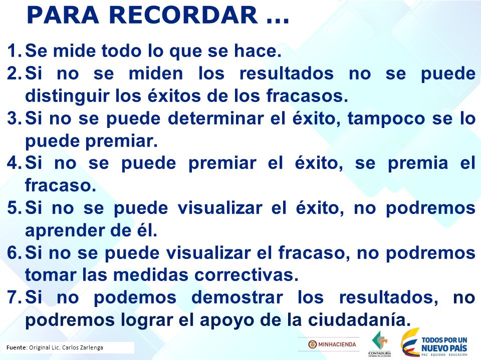 PARA RECORDAR … Se mide todo lo que se hace.