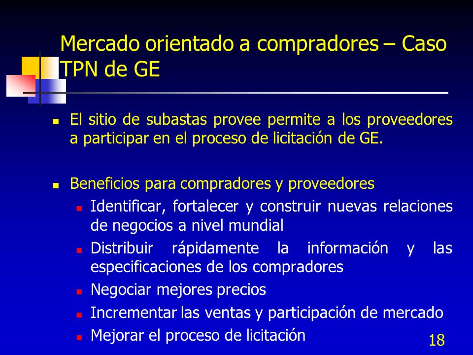 Mercado orientado a compradores – Caso TPN de GE