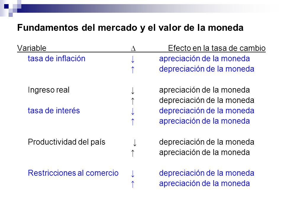 Fundamentos del mercado y el valor de la moneda