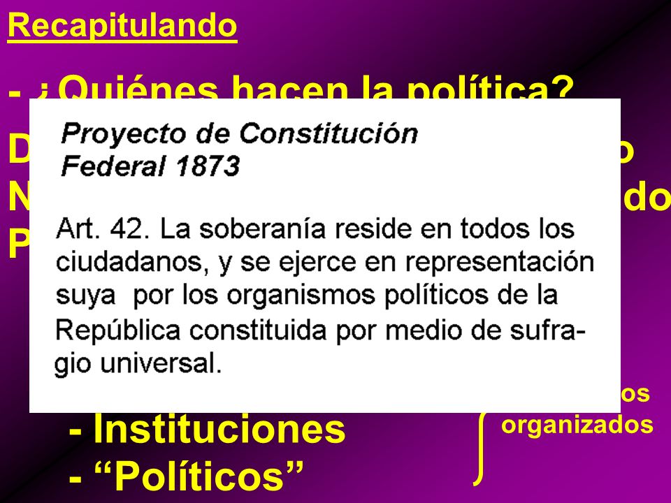 - ¿Quiénes hacen la política Democracia: el demos = pueblo