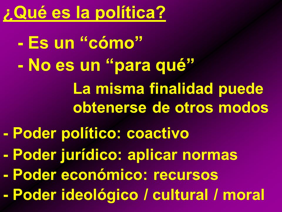 ¿Qué es la política - Es un cómo - No es un para qué