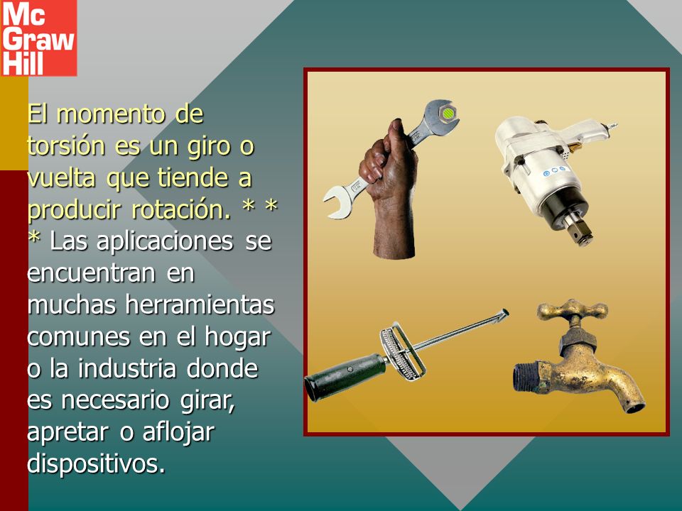 El momento de torsión es un giro o vuelta que tiende a producir rotación.