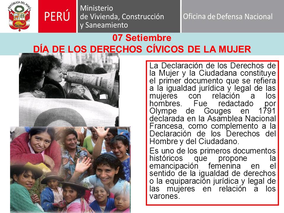 07 Setiembre DÍA DE LOS DERECHOS CÍVICOS DE LA MUJER