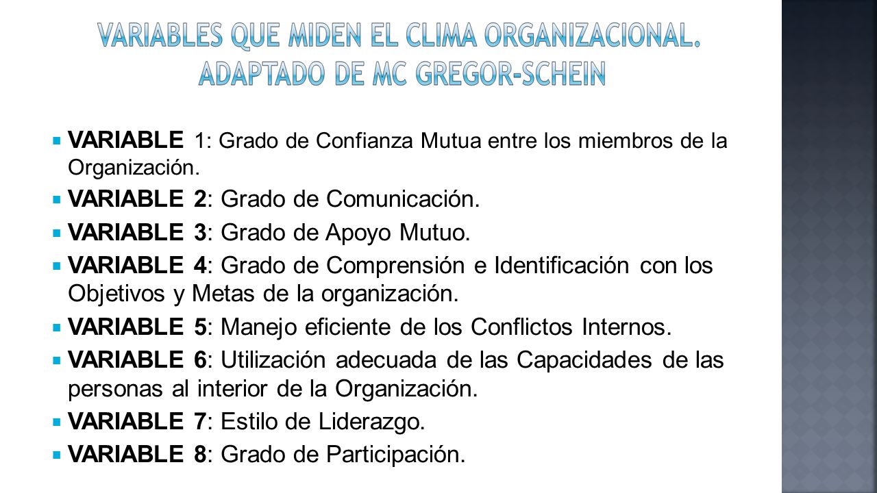 VARIABLE 1: Grado de Confianza Mutua entre los miembros de la Organización.