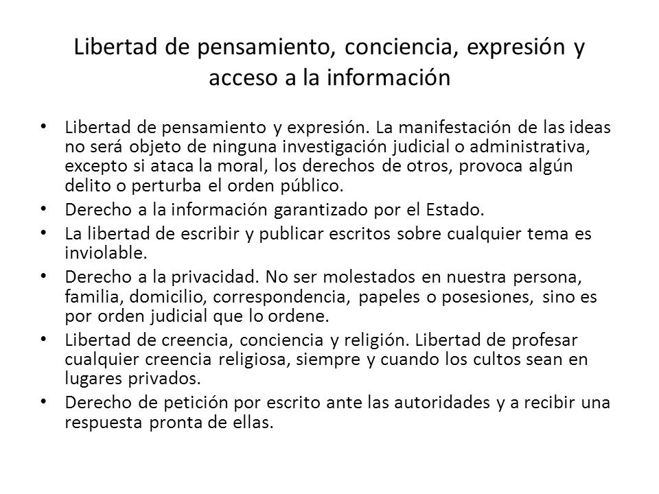 Libertad de pensamiento, conciencia, expresión y acceso a la información