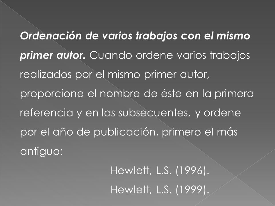 Ordenación de varios trabajos con el mismo primer autor