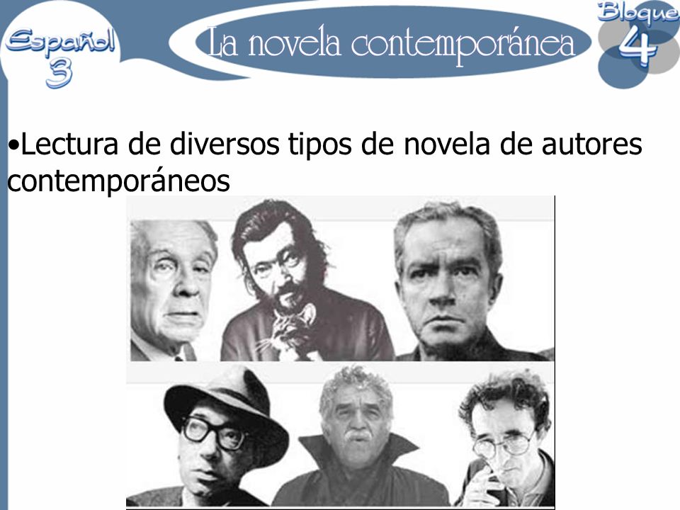 Lectura de diversos tipos de novela de autores contemporáneos