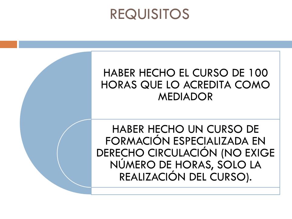 HABER HECHO EL CURSO DE 100 HORAS QUE LO ACREDITA COMO MEDIADOR