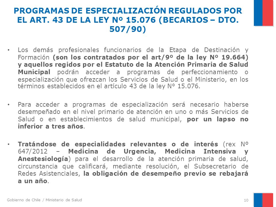 PROGRAMAS DE ESPECIALIZACIÓN REGULADOS POR EL ART. 43 DE LA LEY Nº 15
