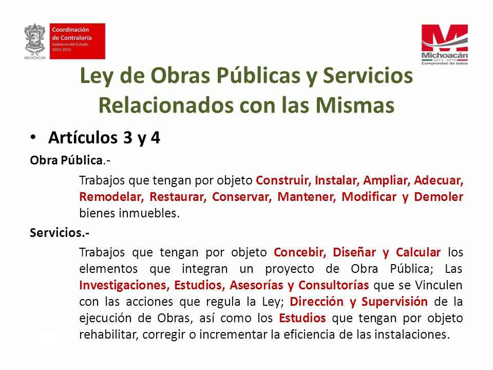 Ley de Obras Públicas y Servicios Relacionados con las Mismas