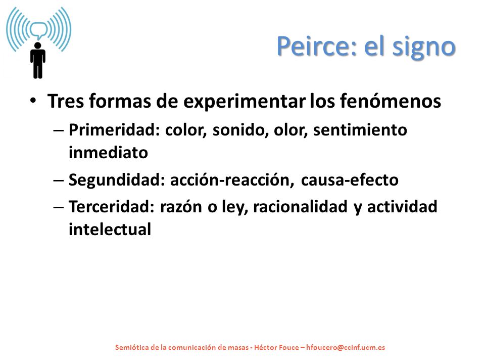 Peirce: el signo Tres formas de experimentar los fenómenos