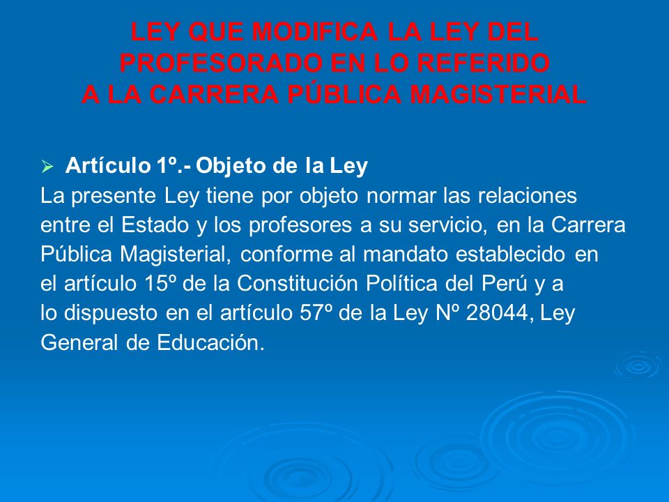 TEMA: “CPPe y LEY DE LA CARRERA PÚBLICA MAGISTERIAL Nº 29062” DEL Y SUS  MODIFICATORIAS” PONENTE: Mg. SANTIAGO SALÉS DEL CASTILLO. - ppt descargar