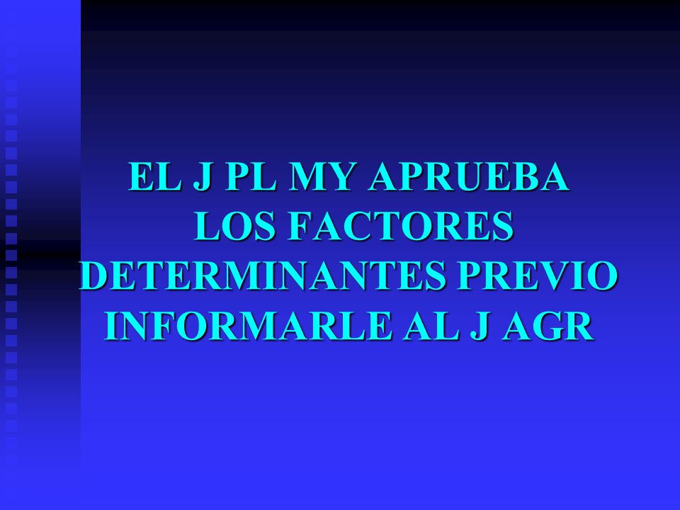 EL J PL MY APRUEBA LOS FACTORES DETERMINANTES PREVIO INFORMARLE AL J AGR