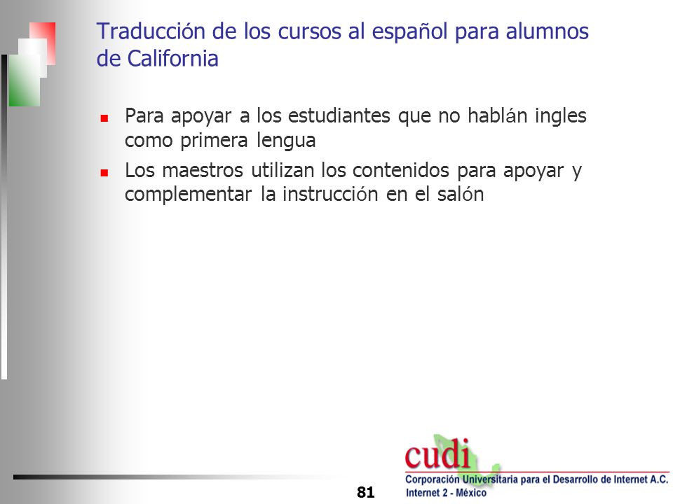 Traducción de los cursos al español para alumnos de California