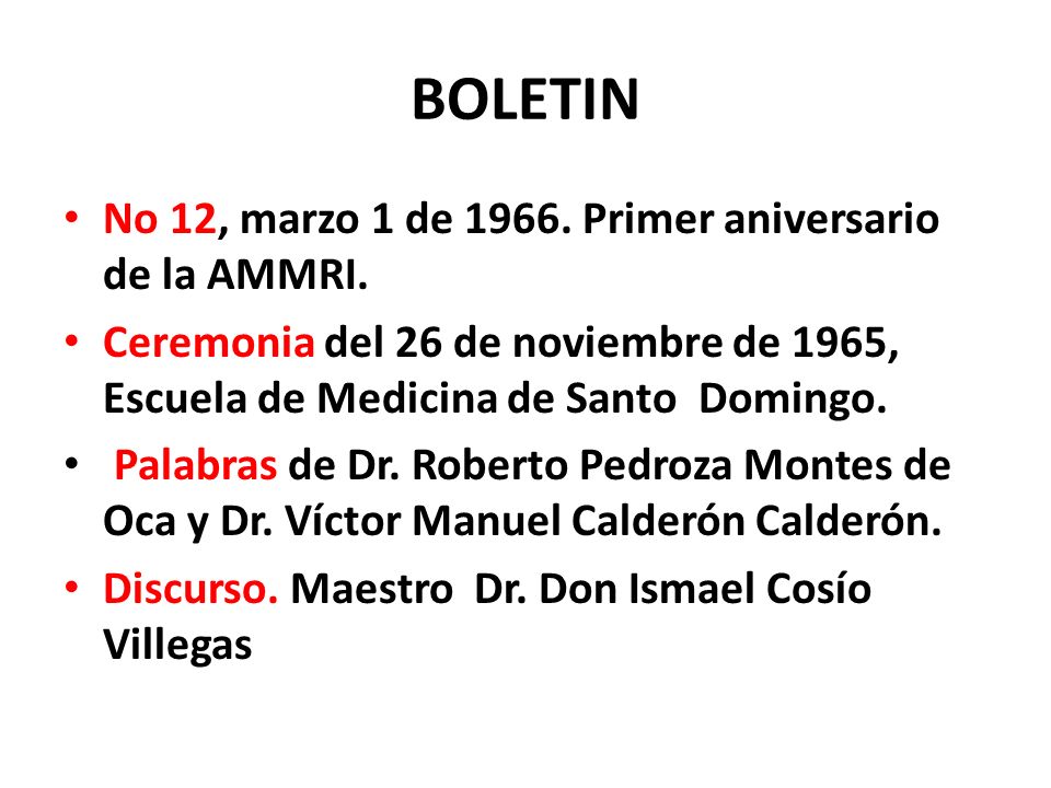BOLETIN No 12, marzo 1 de Primer aniversario de la AMMRI.