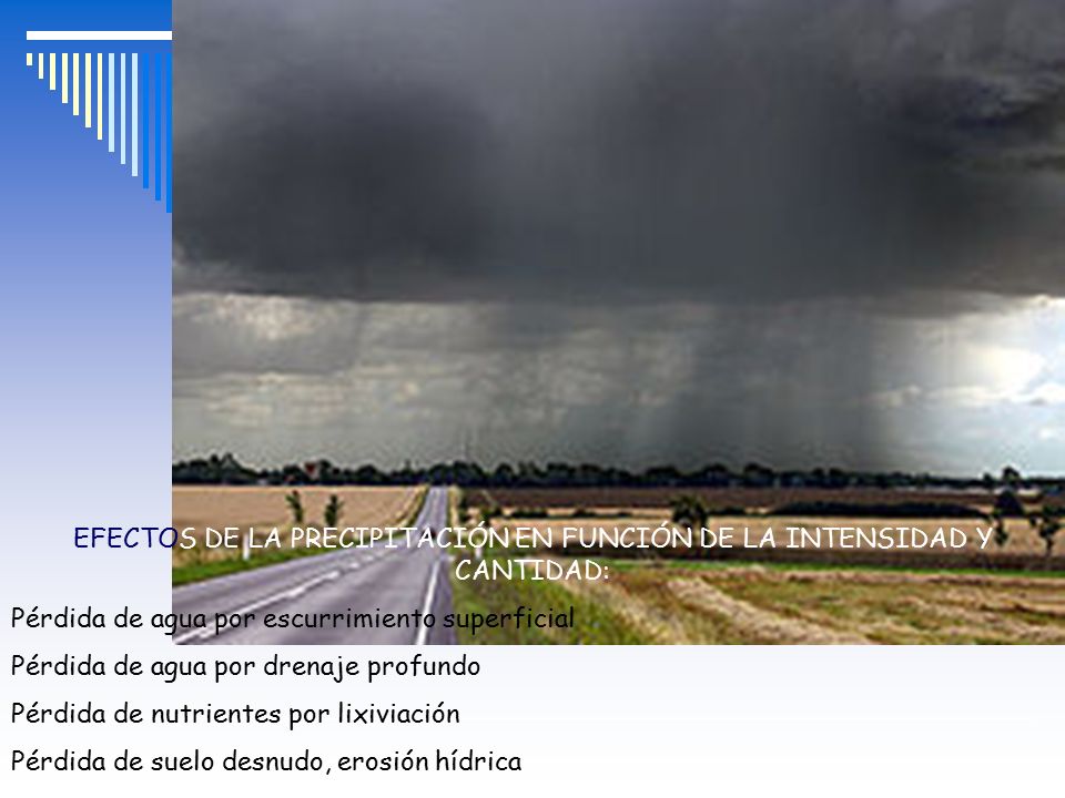 EFECTOS DE LA PRECIPITACIÓN EN FUNCIÓN DE LA INTENSIDAD Y CANTIDAD: