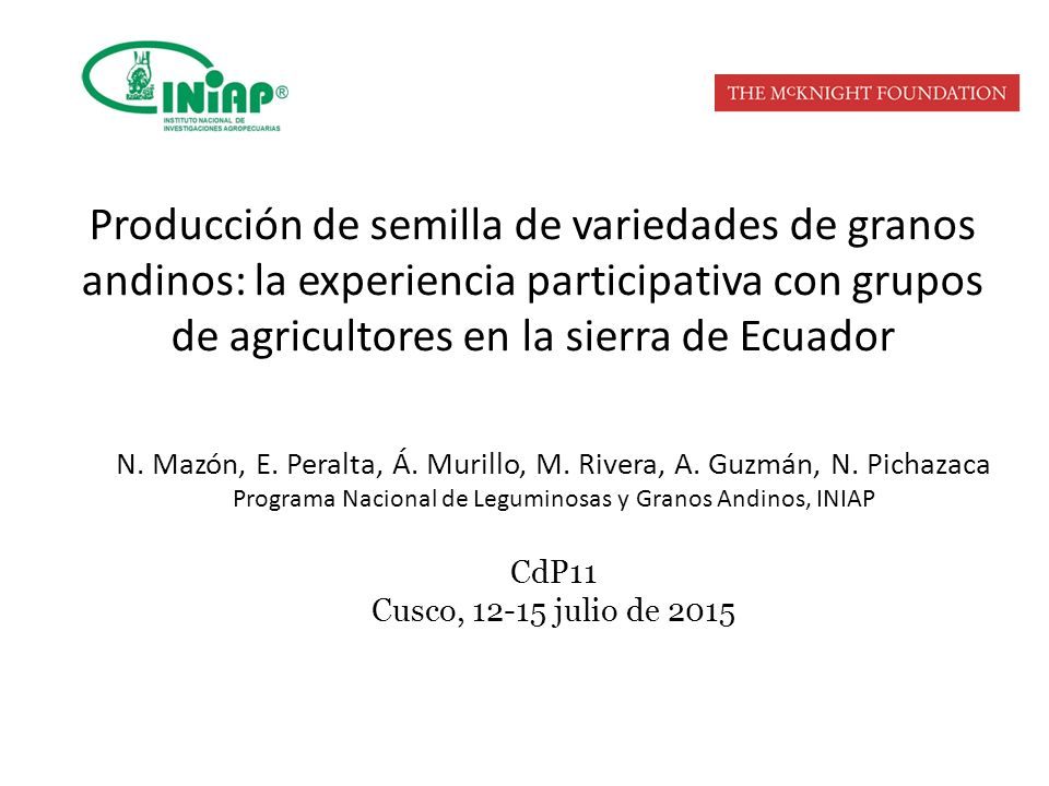 Producción de semilla de variedades de granos andinos: la experiencia participativa con grupos de agricultores en la sierra de Ecuador