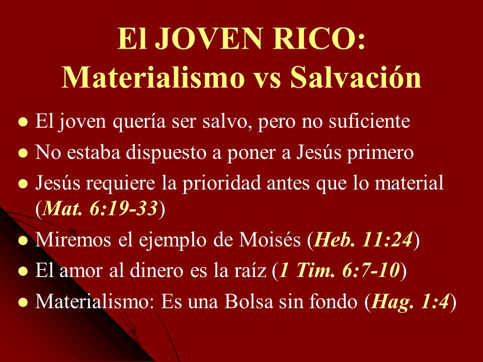 El JOVEN RICO: Materialismo vs Salvación