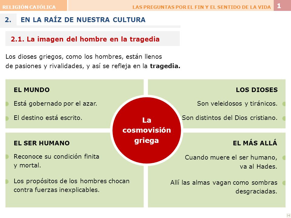 La cosmovisión griega 1 2. EN LA RAÍZ DE NUESTRA CULTURA
