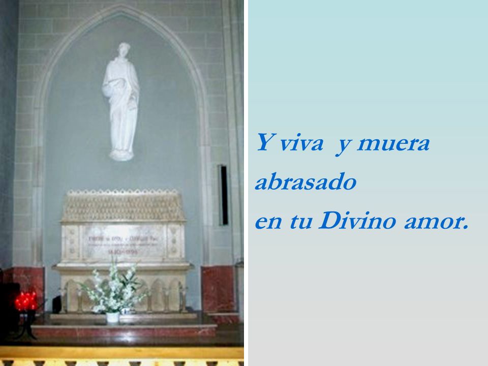 Y viva y muera abrasado en tu Divino amor.
