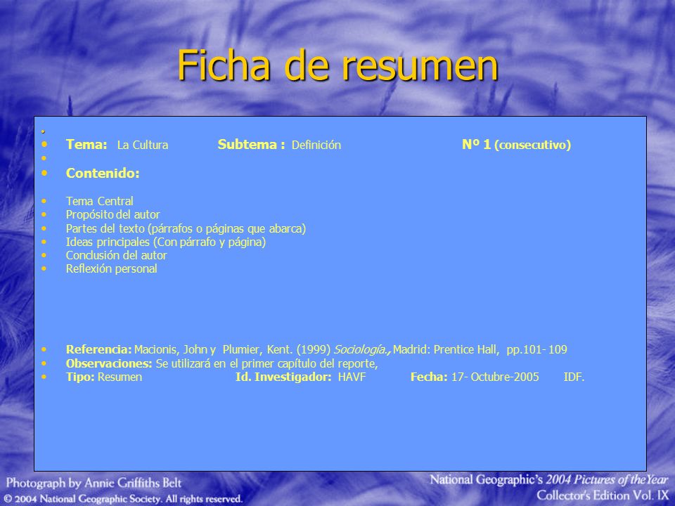 Ficha de resumen Tema: La Cultura Subtema : Definición Nº 1 (consecutivo)