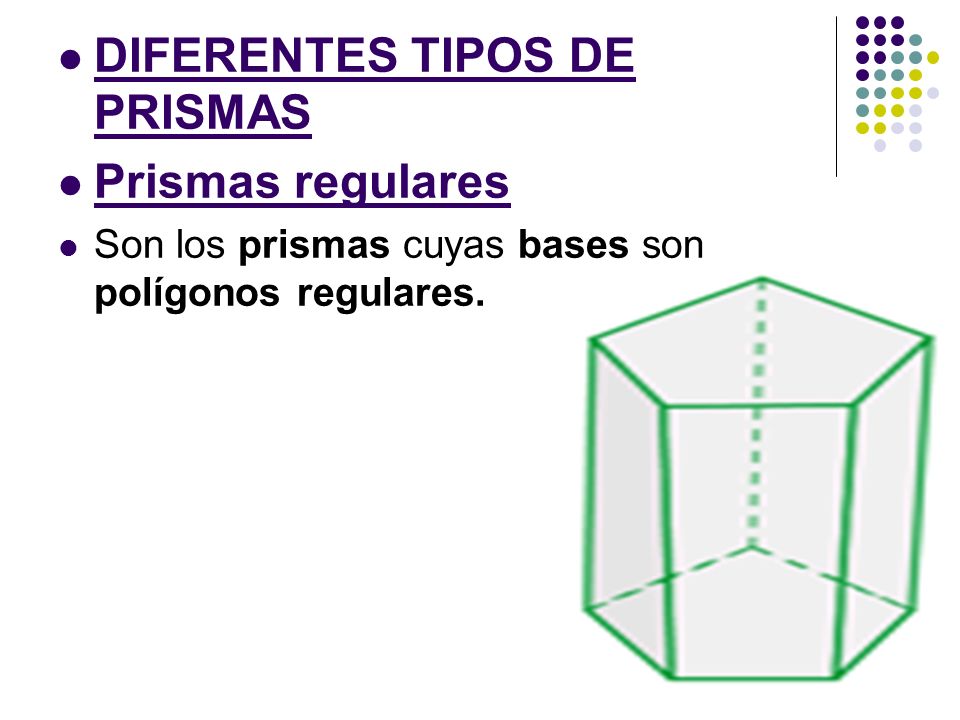 DIFERENTES TIPOS DE PRISMAS Prismas regulares