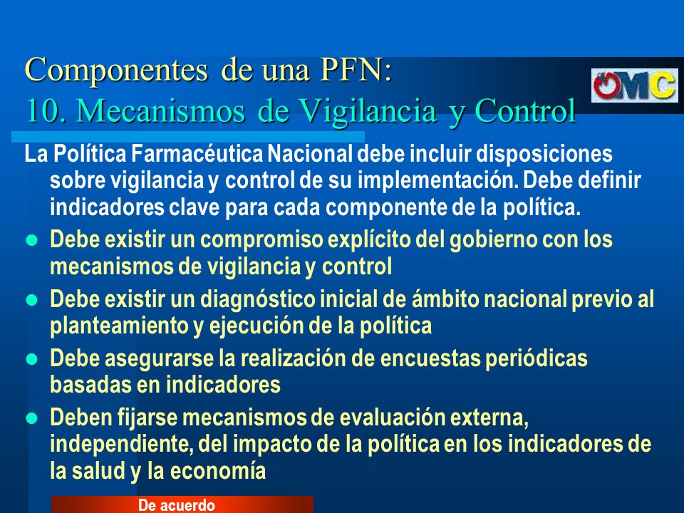 Componentes de una PFN: 10. Mecanismos de Vigilancia y Control