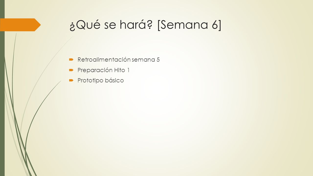 ¿Qué se hará [Semana 6] Retroalimentación semana 5 Preparación Hito 1