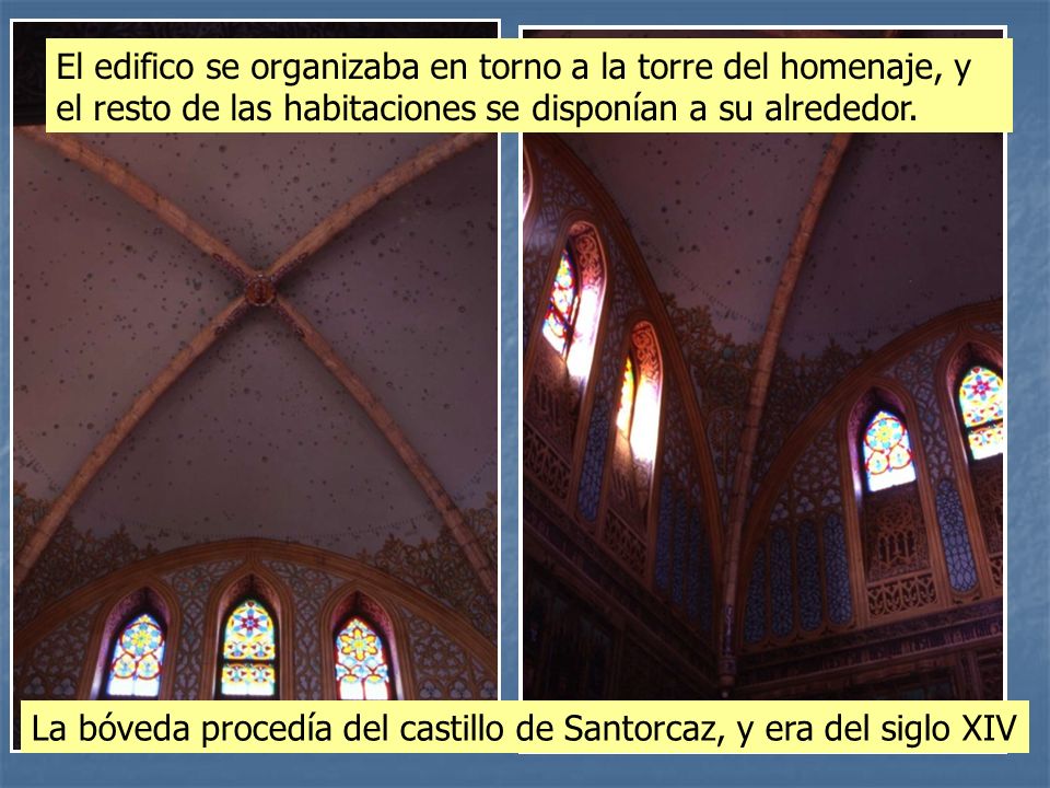 El edifico se organizaba en torno a la torre del homenaje, y el resto de las habitaciones se disponían a su alrededor.