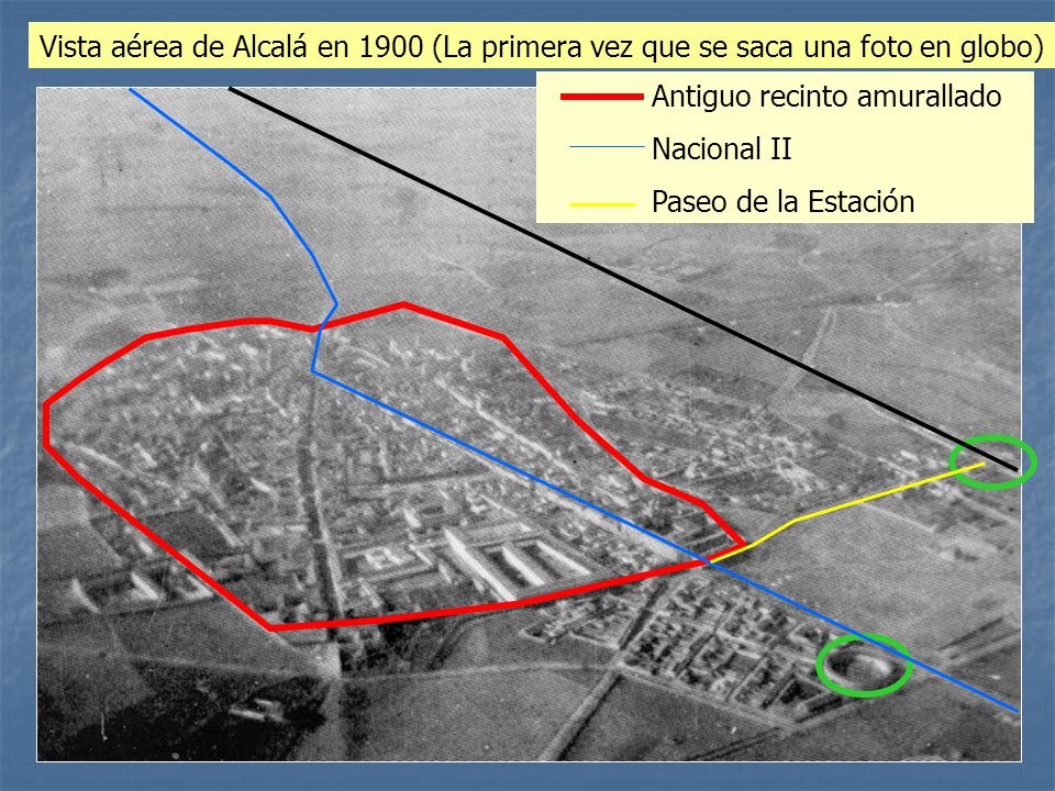 Vista aérea de Alcalá en 1900 (La primera vez que se saca una foto en globo)