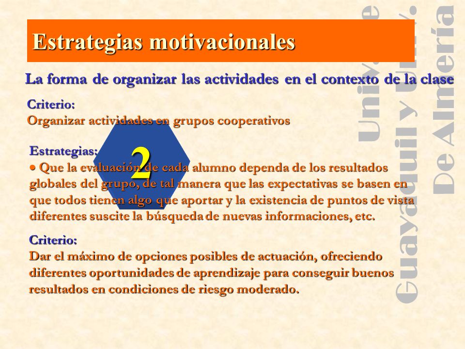 2 Univ. De Guayaquil y Univ. De Almería Estrategias motivacionales