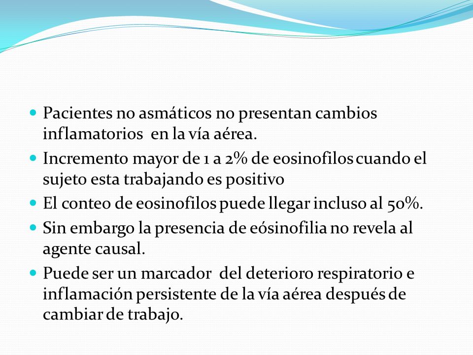 Pacientes no asmáticos no presentan cambios inflamatorios en la vía aérea.