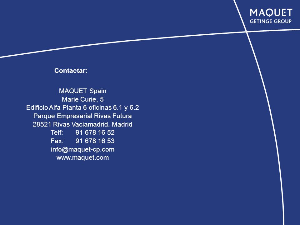 MAQUET Spain Marie Curie, 5 Edificio Alfa Planta 6 oficinas 6.1 y 6.2