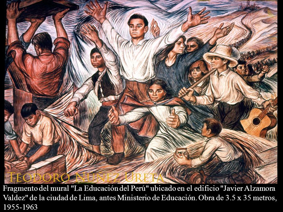 Fragmento del mural La Educación del Perú ubicado en el edificio Javier Alzamora Valdez de la ciudad de Lima, antes Ministerio de Educación.