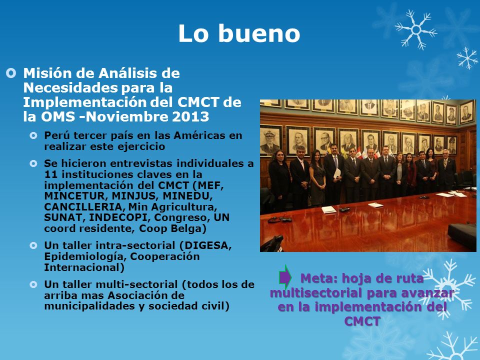 Lo bueno Misión de Análisis de Necesidades para la Implementación del CMCT de la OMS -Noviembre