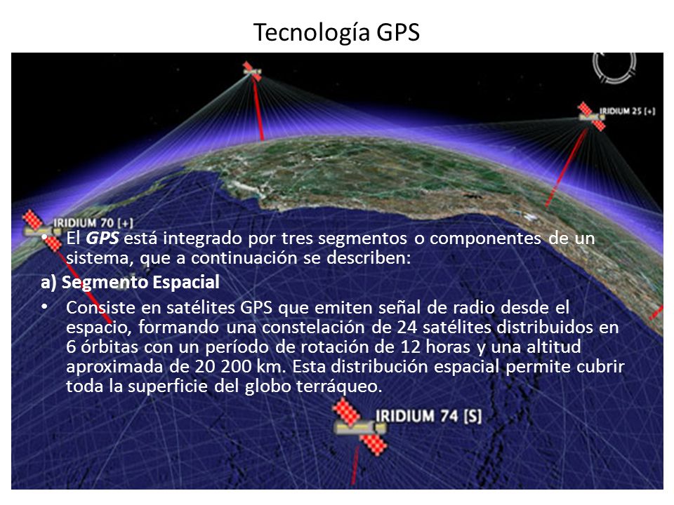 Tecnología GPS El GPS está integrado por tres segmentos o componentes de un sistema, que a continuación se describen:
