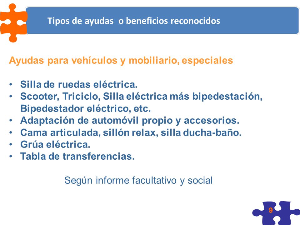 Tipos de ayudas o beneficios reconocidos
