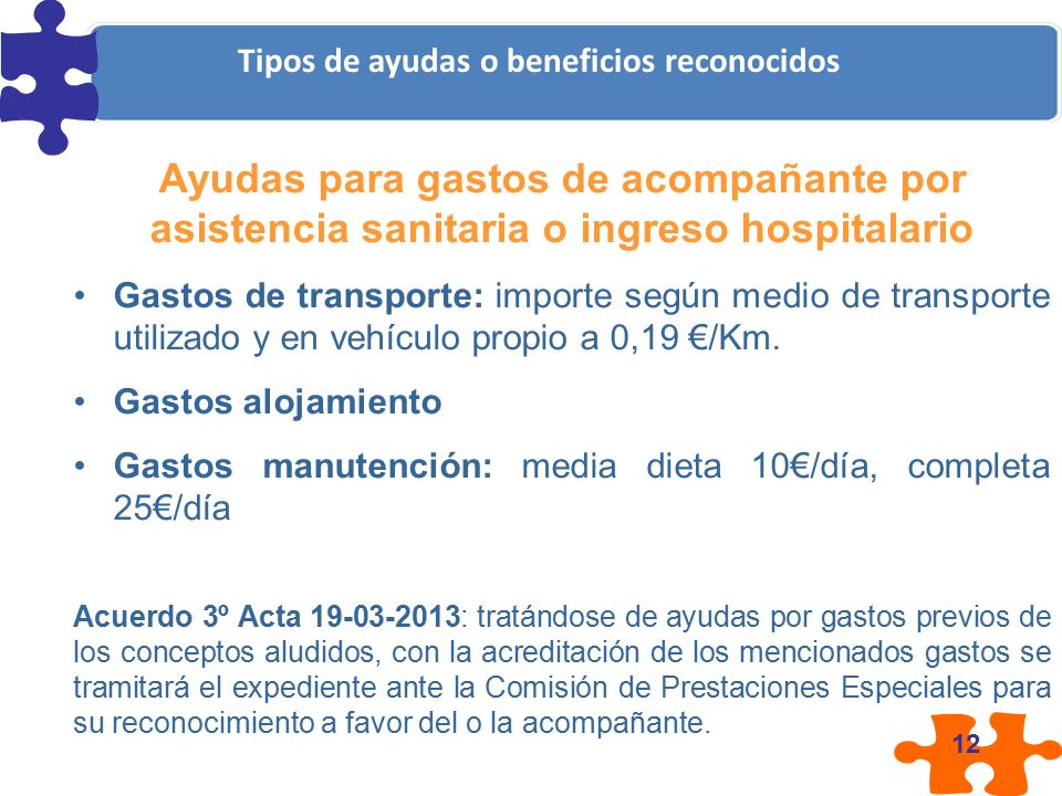 Tipos de ayudas o beneficios reconocidos