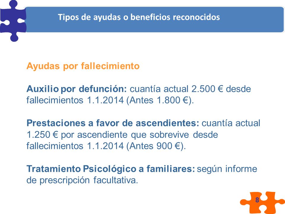 Tipos de ayudas o beneficios reconocidos