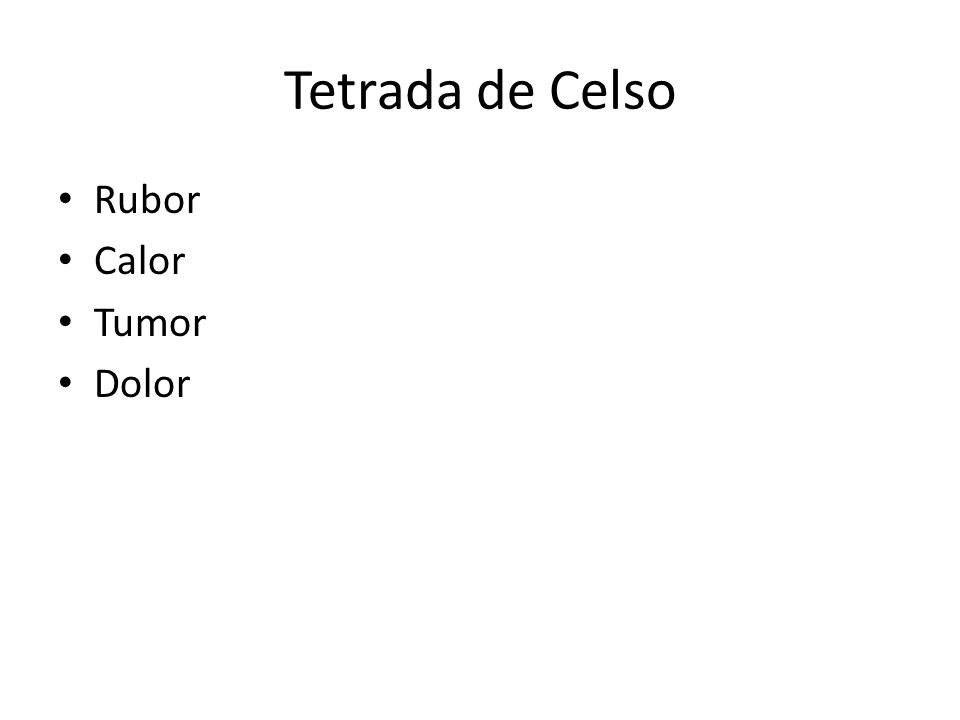 Tetrada de Celso Rubor Calor Tumor Dolor